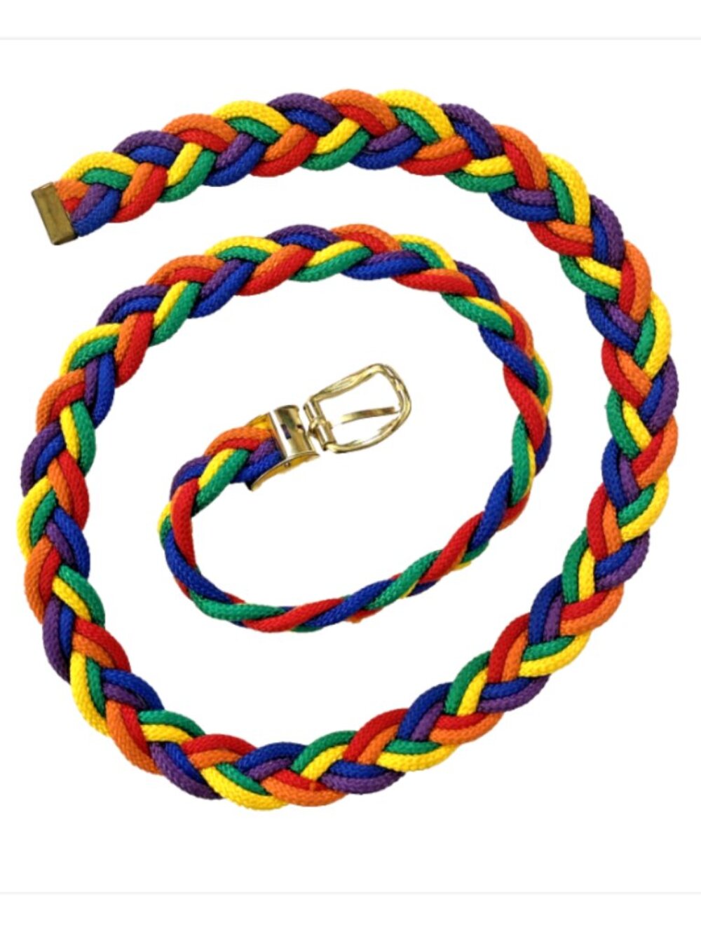 Vintage Rainbow Braided Belt 🌈 Gold Buckle Boho Festival Dopamine Dressing